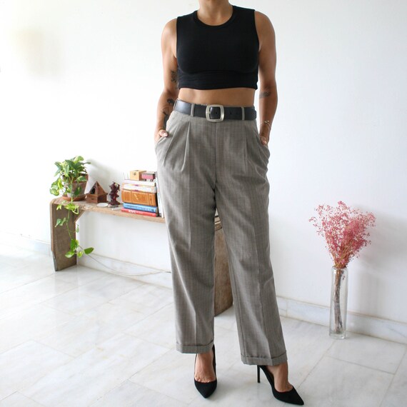 mens high waisted pleated trousers