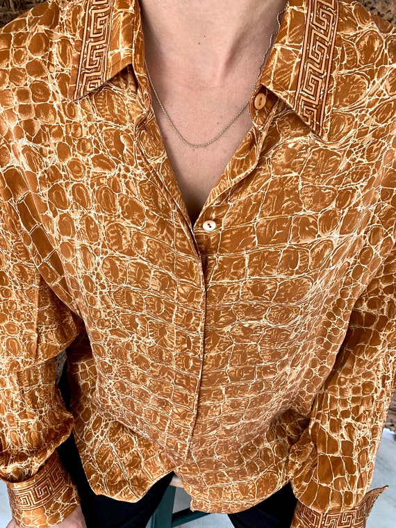 Vintage Silk Animal Print Blouse | Etsy