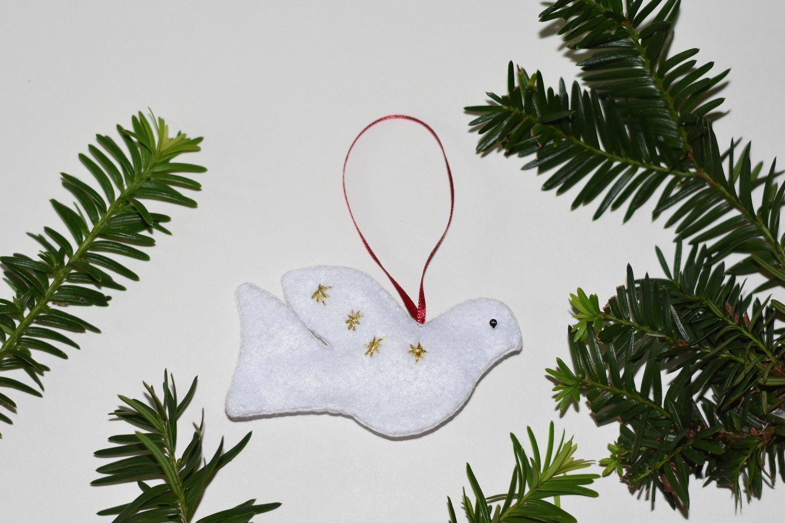 White & Gold Felt Dove Ornament Christmas Peace Dove. Etsy