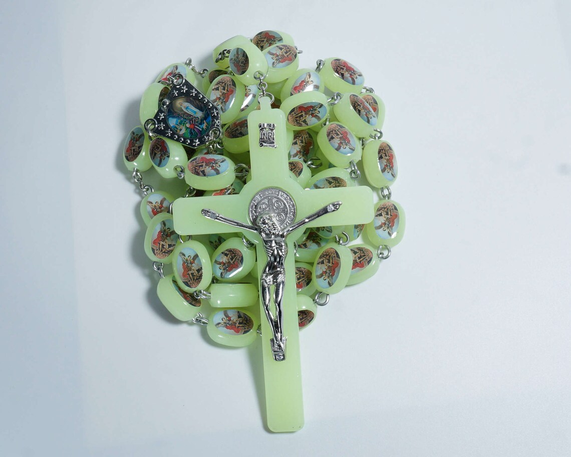 Large Wall Hanging Rosary Glowing at Darkoversize Prayer Etsy