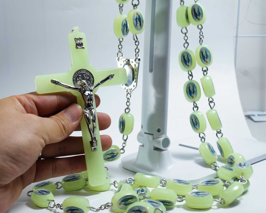 Large Wall Hanging Rosary, Glowing at Dark,oversize Prayer Beads
