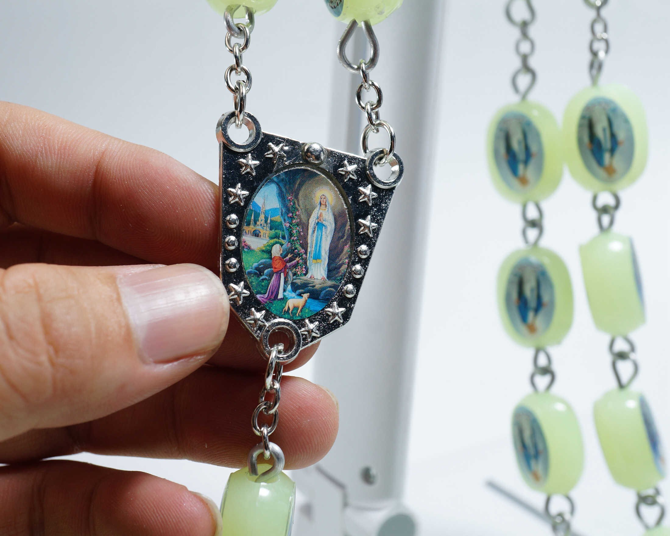 Large Wall Hanging Rosary Glowing at Darkoversize Prayer Etsy