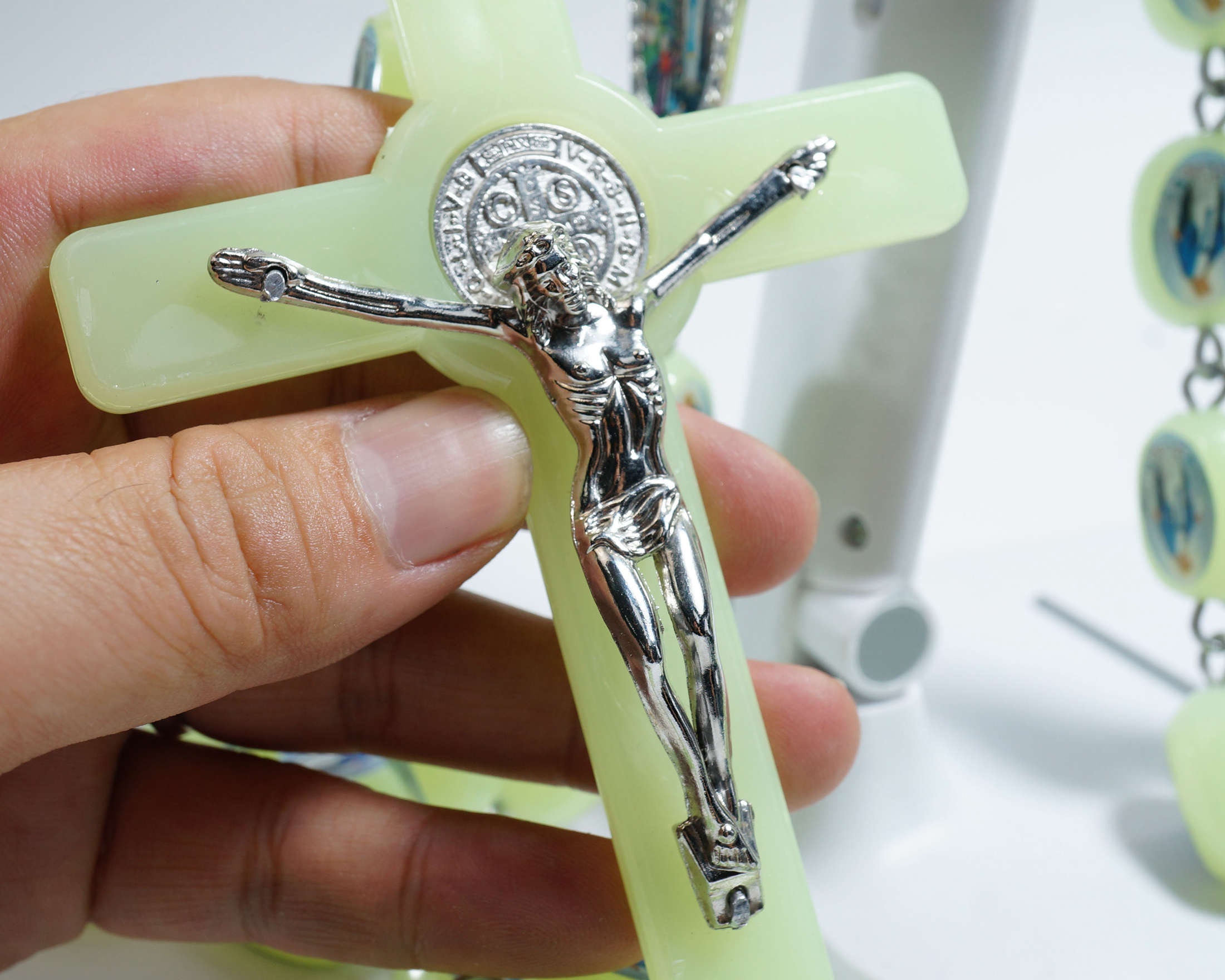 Large Wall Hanging Rosary Glowing at Darkoversize Prayer Etsy