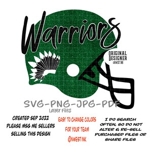 svg warriors high school football helmet for tumblers and sublimation designs downloads png files