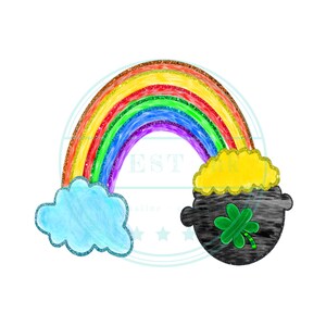 St patrick's day clipart png, sublimation designs downloads, glitter outline, pot of gold, rainbow
