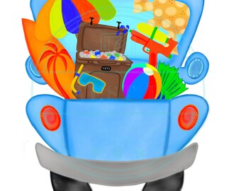Fichier de png clipart d’été, camion vintage, planche de surf, piscine de plage, conceptions de sublimation téléchargements