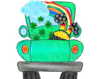 clipart png ciężarówka z okazji dnia świętego patryka, pobieranie wzorów sublimacji, tęczowy garnek ze złota koniczyna koniczyna