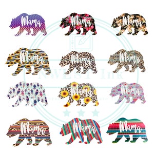 Mama bear png files, clipart, floral, sublimation designs downloads - - see store for more designs