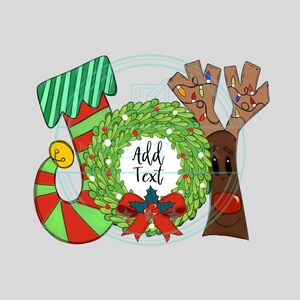 Joy christmas wreath png clipart, reindeer clipart, sublimation designs downloads, winter watercolor clipart