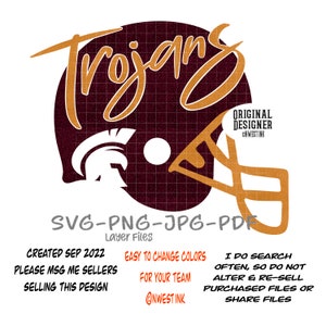 svg trojans high school football helmet for tumbler and sublimation designs downloads png files