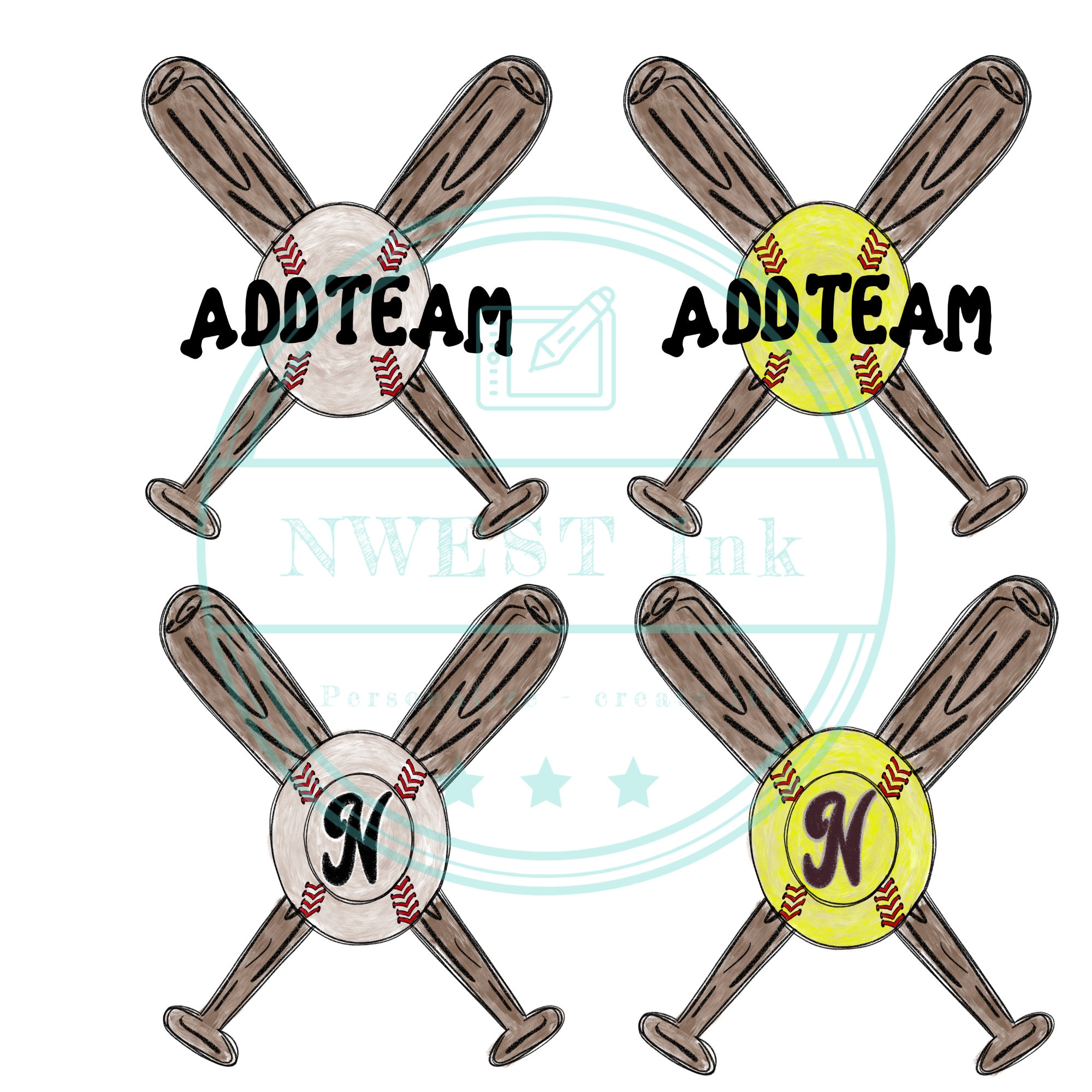 Baseball Monogram Png Clipart Double Bats Sublimation Etsy Finland