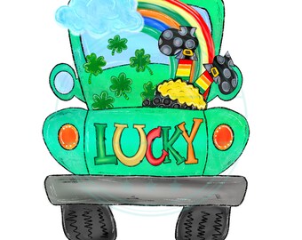 clipart png ciężarówka z okazji dnia świętego patryka, pobieranie wzorów sublimacji, koniczyna szczęśliwa