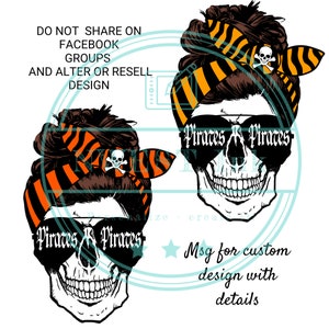 Pirates Football mom skull clipart, png files for digital download, sublimation designs download, instant download, msg 4 custom designs