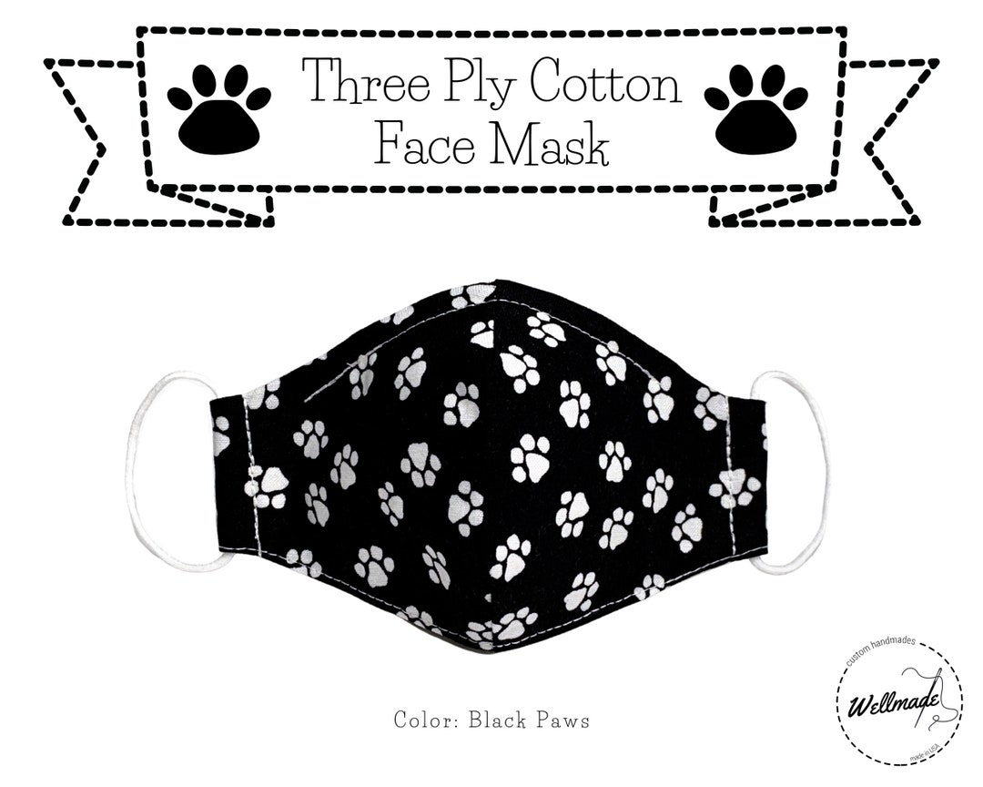 Toddler Face Mask With Filter Pocket & Nose Wire I Animal Paws Etsy