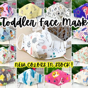 Ansiktsmask för småbarn med filterficka och näsbygel, Ansiktsmask för barn med filter, Barnmask med 3 lager tyg, Handgjord mask för barn i USA
