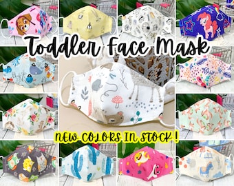 Toddler Face Mask with Filter Pocket & Nose Wire, Child face mask with filter, Kids Mask with 3 layers fabric, USA Handmade mask for child
