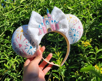 White Fireworks Celebration Ears  , Light up ears,