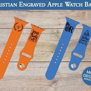 Christian Engraved Apple Watch Band | 34 Colors | 38mm 40mm 41mm 42mm 44mm 45mm 49mm | Personalized Silicone Band | Fits All Series