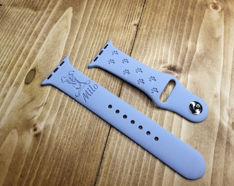 Engraved Dog Breed Apple Watch Band | Personalized Silicone Strap