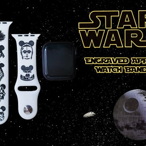 Star Wars Engraved Apple Watch Band | 34 Colors | 38mm 40mm 41mm 42mm 44mm 45mm 49mm | Personalized Silicone Band | Fits All Series