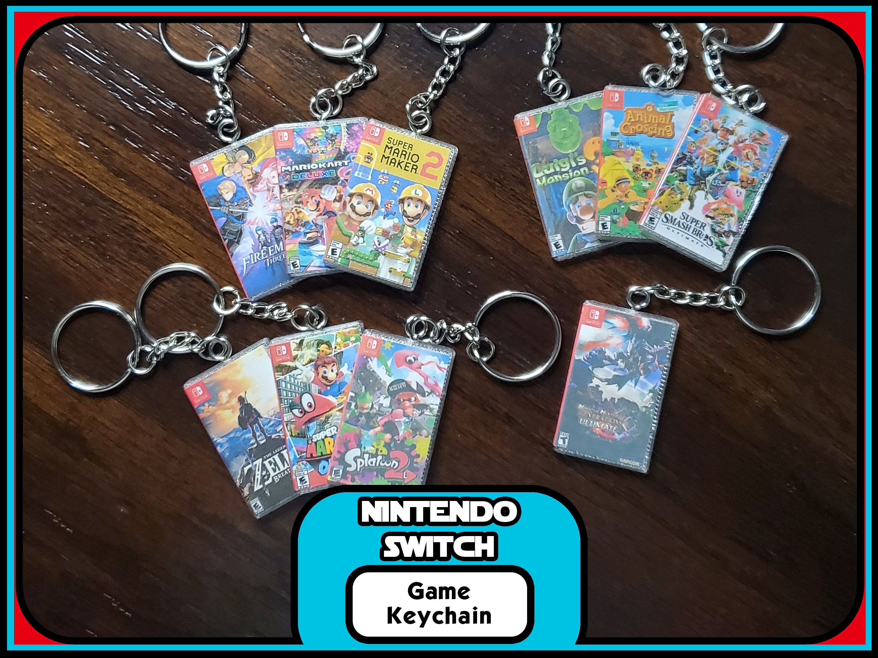 Miniature Switch Game Storage Case Keychains 