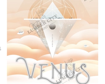 Venus: NASA Poster Space Tourism Exoplanet Poster Series Space Travel Gift idea Space Poster Mars Office man cave Wall Art Decor