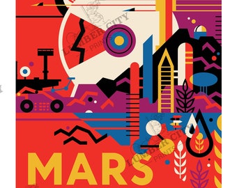 Mars: NASA Poster Space Tourism Exoplanet Poster Series Space Travel Gift idea Space Poster Mars Office man cave Wall Art Decor
