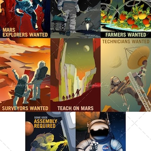 Carteles de la NASA: Mars Explorer Series JPL Exoplanet Space Travel Idea de regalo Póster espacial Mars Office man cave Wall Art Decor