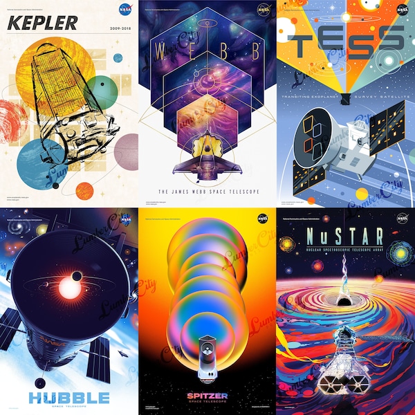 NASA Posters: Space Telescope Poster Series JPL Exoplanet Space Travel Gift idea Space Poster Mars Office man cave Wall Art Decor