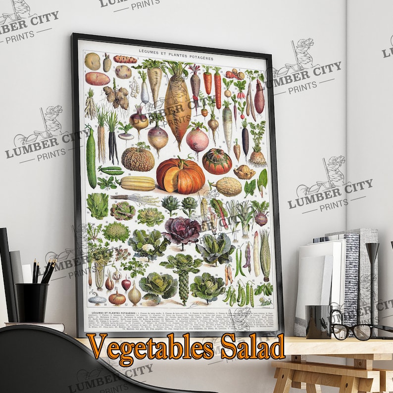 Pictured: Vegetables Salad.  Adolphe Millot Botanical Prints