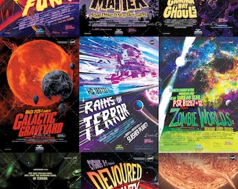 NASA Posters: Galaxy of Horrors Poster Series Space Travel Gift idea Space Poster Mars Office man cave Wall Art Decor Halloween