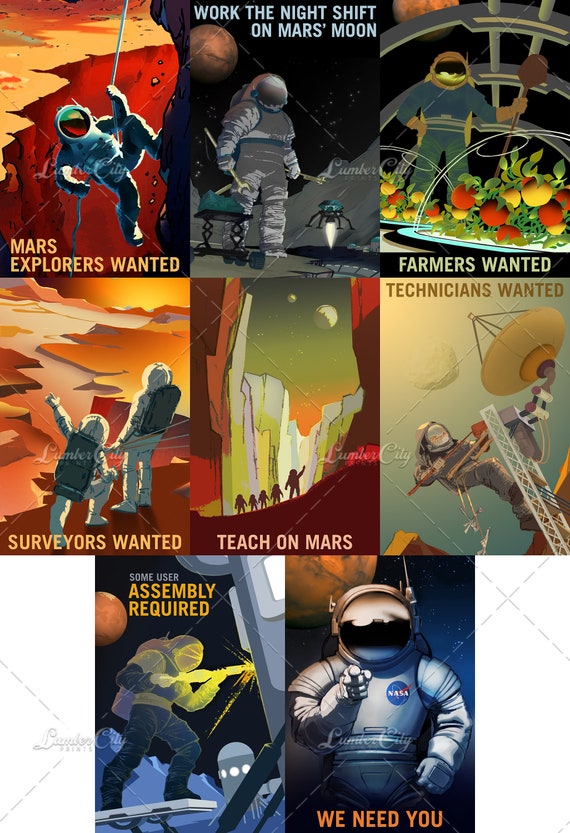 NASA Mars Explorers Wanted Posters Full Set 8 Prints 19