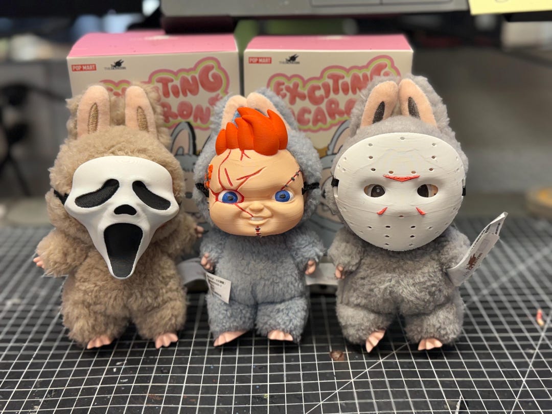 Mini 3D Printed Labubu Horror Mask Collection Ghostface Jason And 
