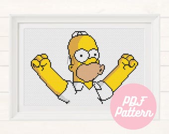The Simpsons | Homer Simpson - Woo Hoo! | Beginner Counted Cross Stitch Pattern | Instant PDF Download