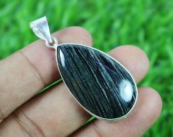 Silver Leaf Jasper Silver Leaf Jasper pendant necklace tumble stone natural gemstone pendant chain necklace gift courage and strength
