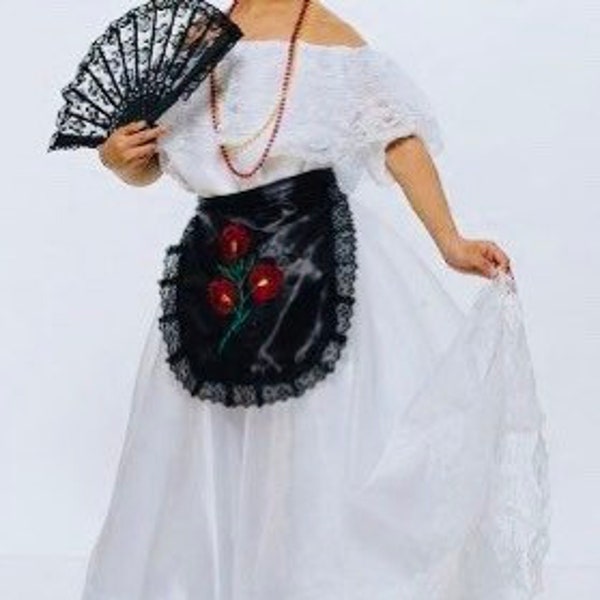 Veracruz Niñas XS-XL Folklorico Fiesta Dance Vestido tradicional set encaje blanco