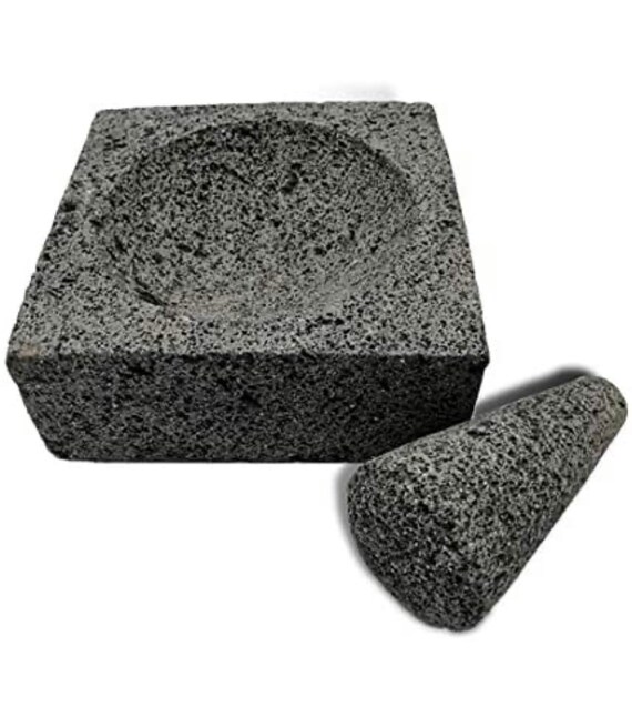 Square Molcajete Mortar & Pestle for Salsas Spices From Mexico Etsy