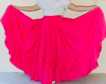 Womens Full Super Wide Skirt One Size Waist For Folkloric Dances New Handmade