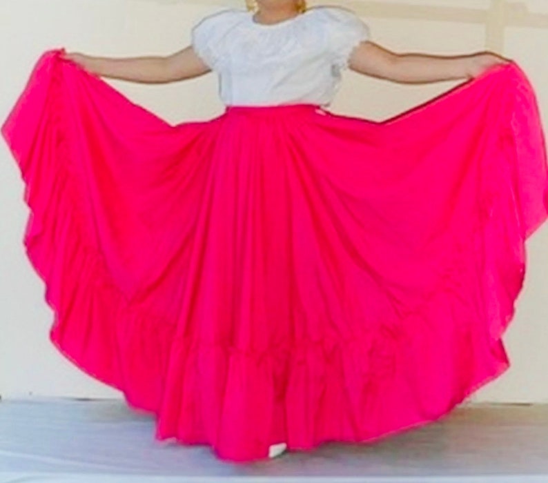 Womens Full Super Wide Skirt One Size Waist For Folkloric Dances New Handmade imagem 1