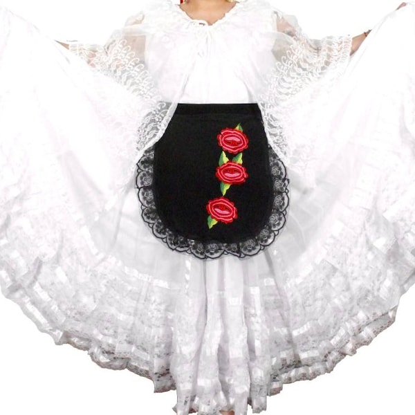 Veracruz Mujeres XS-XXL Fiesta Folclórica Baile Vestido tradicional set encaje blanco