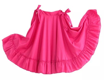 Girls Full Super Wide Skirt One Size Waist For Folkloric Dances New Handmade
