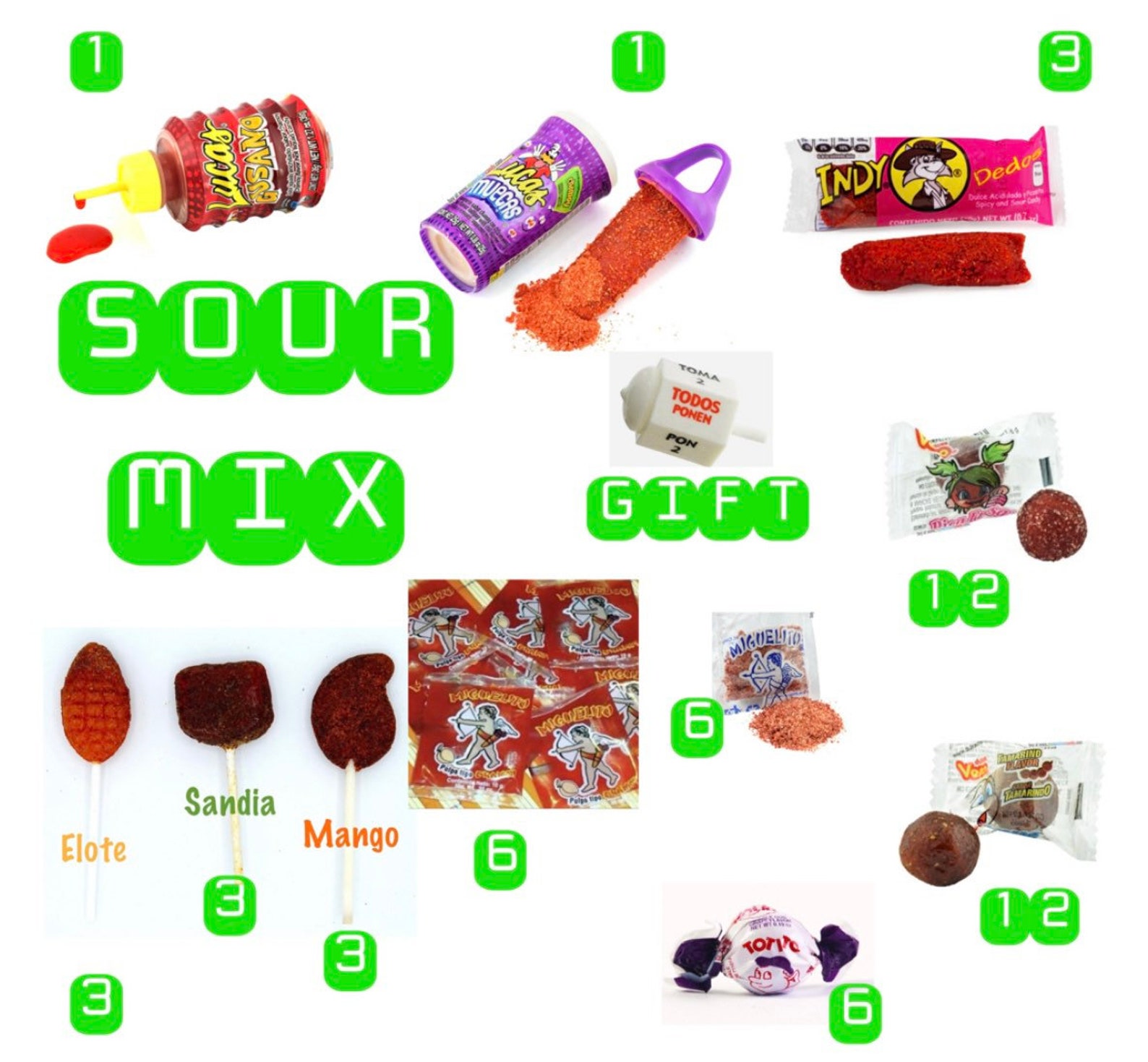 Sour Mix 58 Total Pcs Bulk Mexican Dulces Candy Varieties Etsy