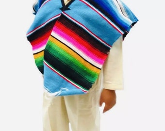 Toddler Girls Boys One Size Multi-Color Mexican Zarape Serape Poncho Mexican Folklorico Fiestas