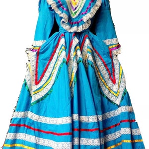 Womens Jalisco Dress With Super Wide Skirt Flow for Folklorico Fiesta ...