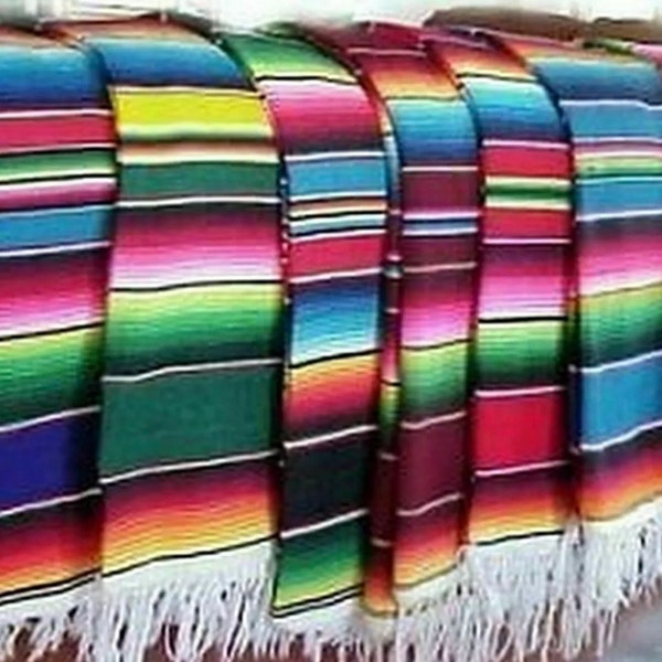Manta de yoga mexicana Zarape multicolor de 4X6 pies para decoración o espectáculos, producto de México, nueva.