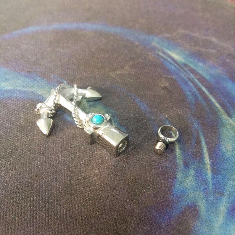 Urn Jewelry for Men Anchor Urn Necklace for Ashes With Blue Etsy