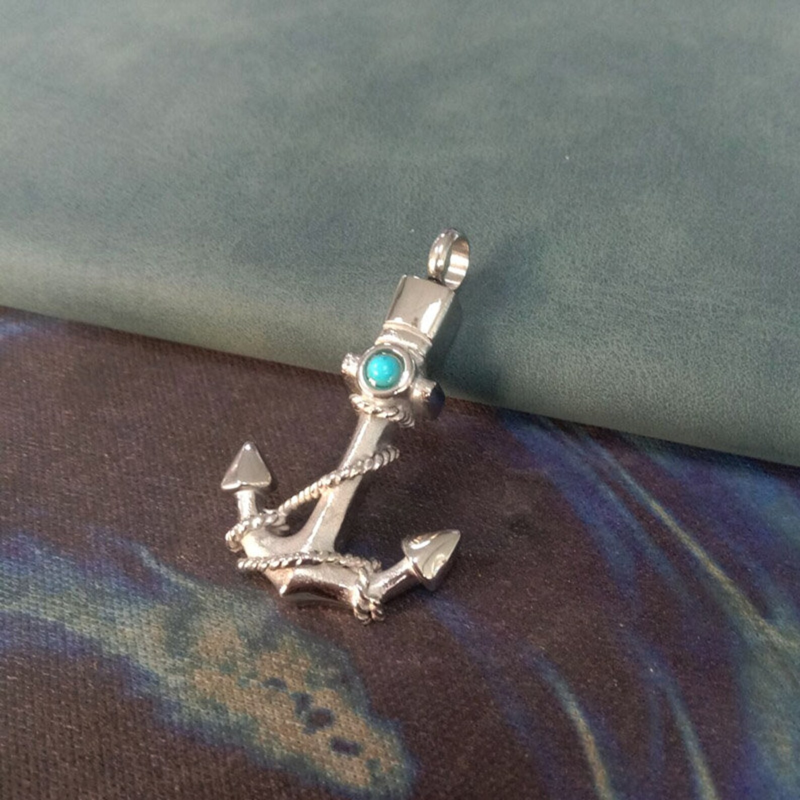 Urn Jewelry for Men Anchor Urn Necklace for Ashes With Blue Etsy