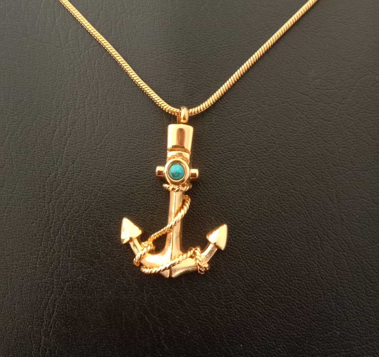 Urn Jewelry for Men Anchor Urn Necklace for Ashes With Blue Etsy