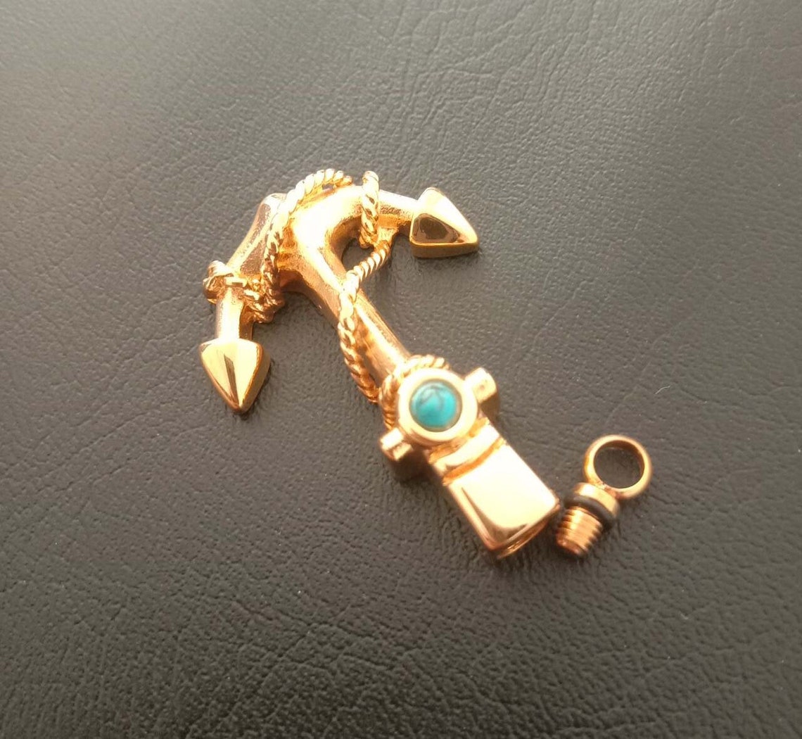 Urn Jewelry for Men Anchor Urn Necklace for Ashes With Blue Etsy