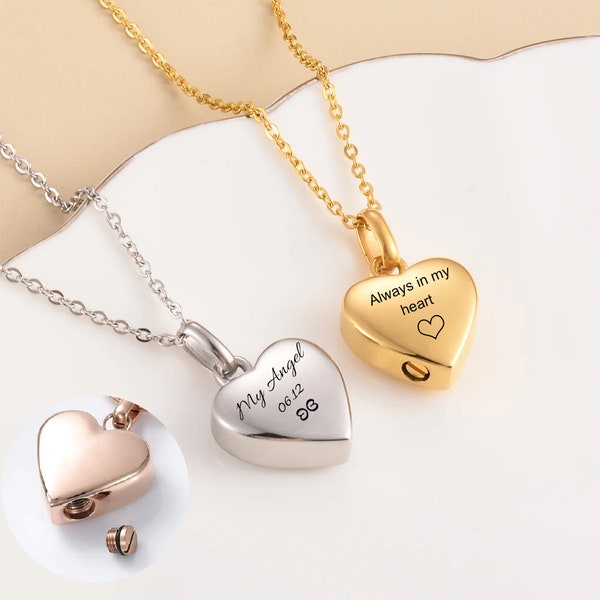 Personalized Customiz Heart Pet Urn Necklace Cremation Jewelry Memorial Necklace for Women Men Stainless Steel Ashes Holder Keepsake Jewelry
